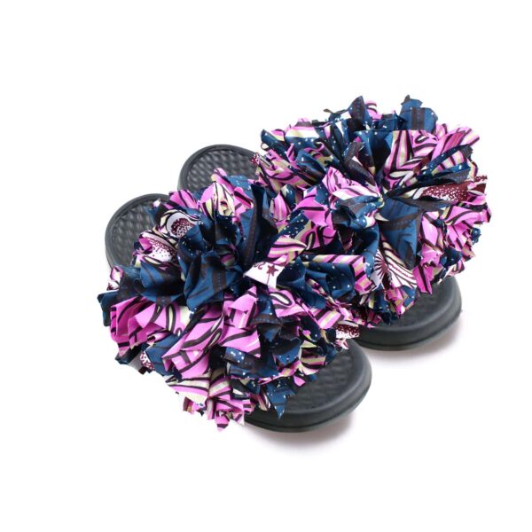 Slide Poms Slippers in Pink and blue